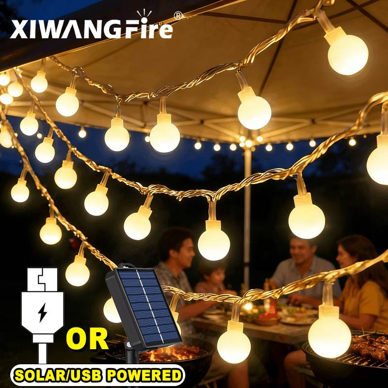 Lighting Decor Home - ไฟประดับโซลาร์เซลล์/USB/แบตเตอรี่ 3-10 เมตร, ไฟ LED ลูกบอลทรงกลม,