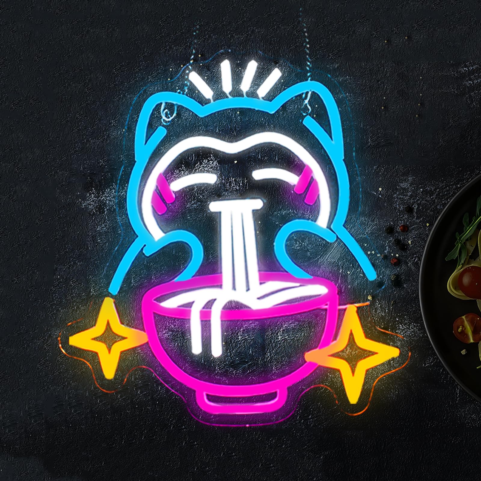 Restaurant Lighting Decoration - ไฟนีออนรูปหมีน่ารัก - ป้ายไฟนีออนรูปหมีน่ารัก ปรับความสว่างได้ ตกแต่งผนังสไตล์ญี่ปุ่นสำหรับห้องเล่นเกม ร้านอาหาร