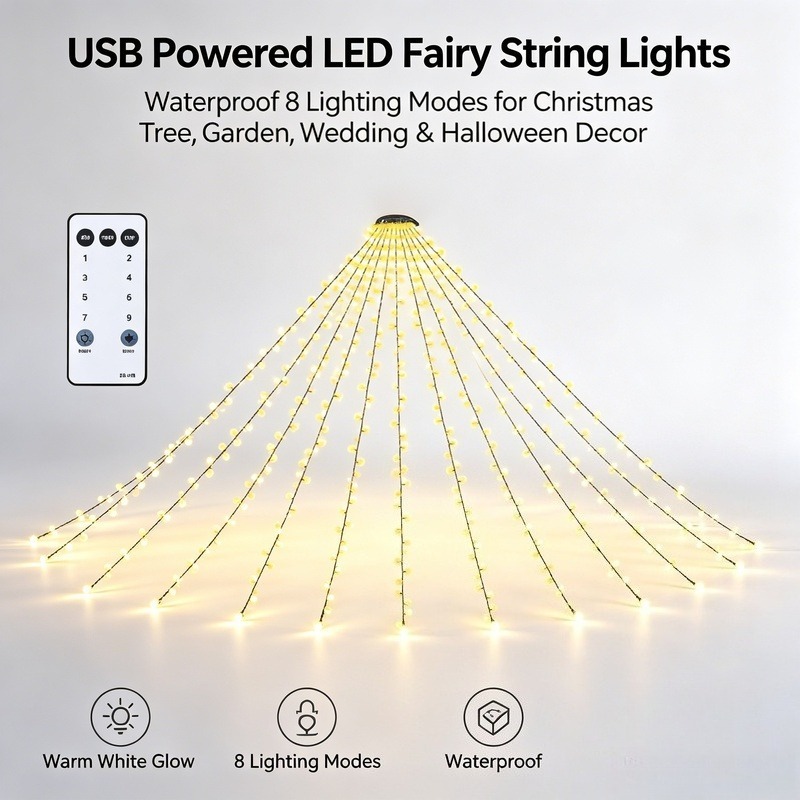Lighting Decor Wedding - ไฟประดับ LED แบบ USB กันน้ำ สำหรับตกแต่งต้นคริสต์มาส