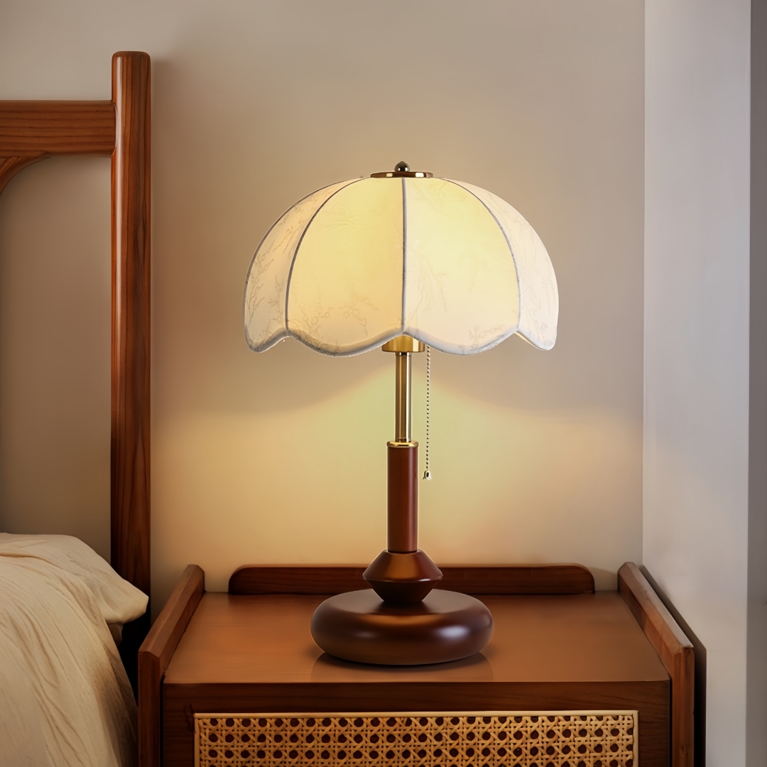 Lighting Decor Home - โคมไฟตั้งโต๊ะทรงโดมแบบวินเทจ สำหรับห้องนอน โต๊ะข้างเตียง ห้องทำงาน ทางเข้าบ้าน พร้อมสายดึงแบบเรโทร