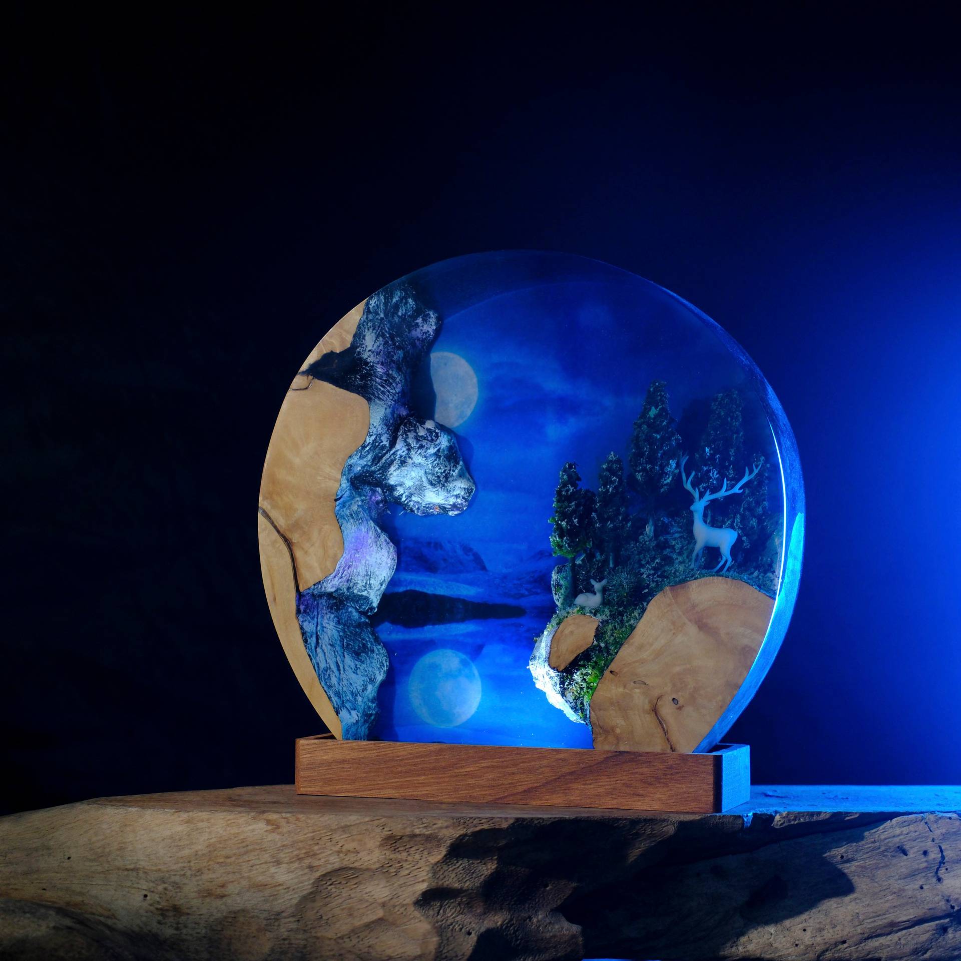 Lighting World Decor - โคมไฟตั้งโต๊ะเรซิ่นแบบกำหนดเอง โลกเวทมนตร์ ป่าแฟนตาซี ไฟกลางคืน LED สร้างสรรค์