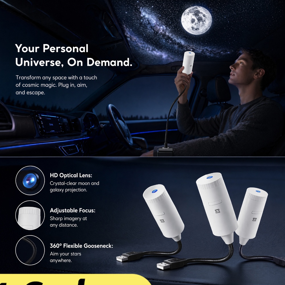 Lighting Decor Home - โปรเจคเตอร์ดาวจักรวาลขนาดเล็ก 2-in-1 ไฟกลางคืน ไฟสร้างบรรยากาศภายในบ้าน ตกแต่งห้องนอน รถยนต์