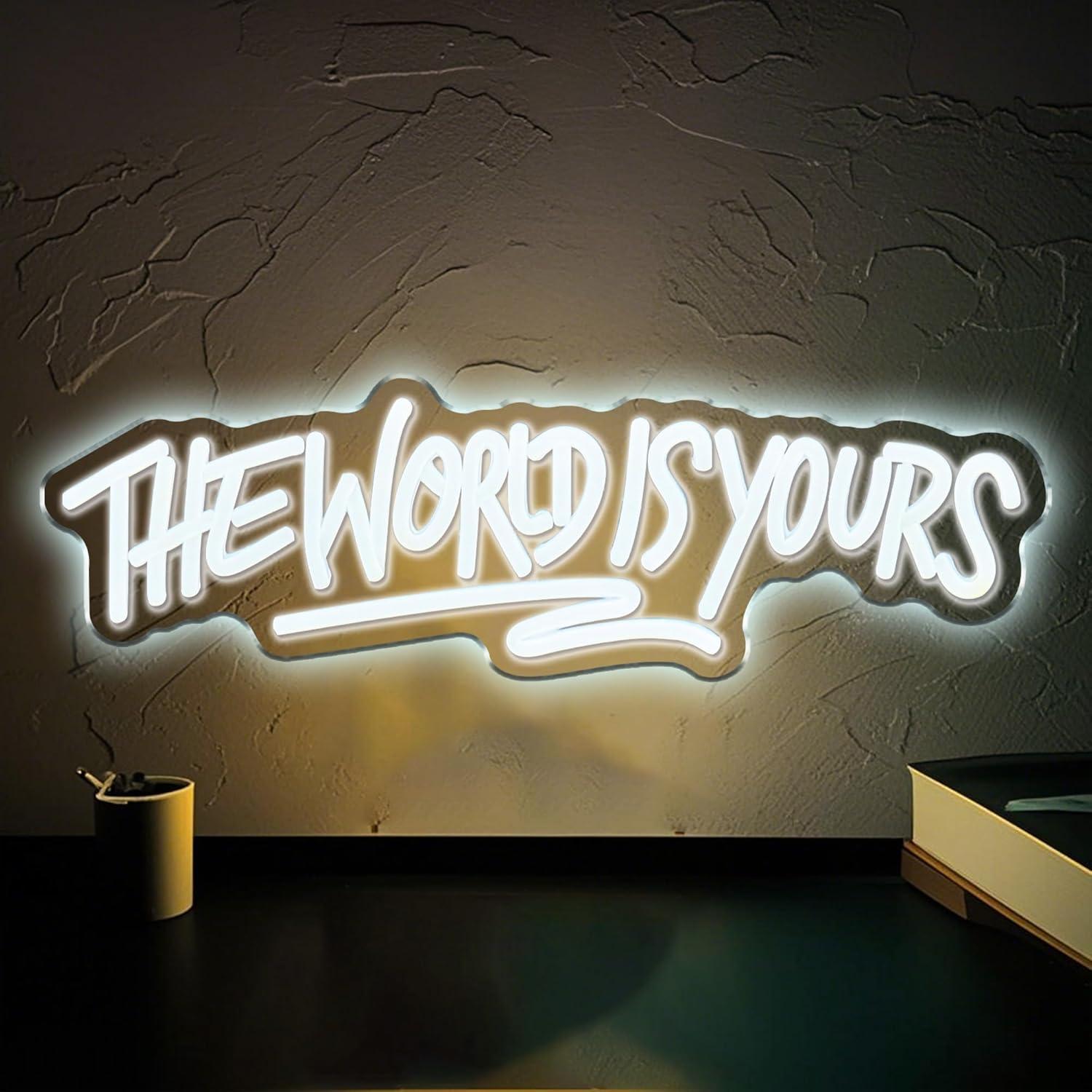 Lighting Decor Wedding - ป้ายไฟนีออน The World is Yours ใช้พลังงานจาก