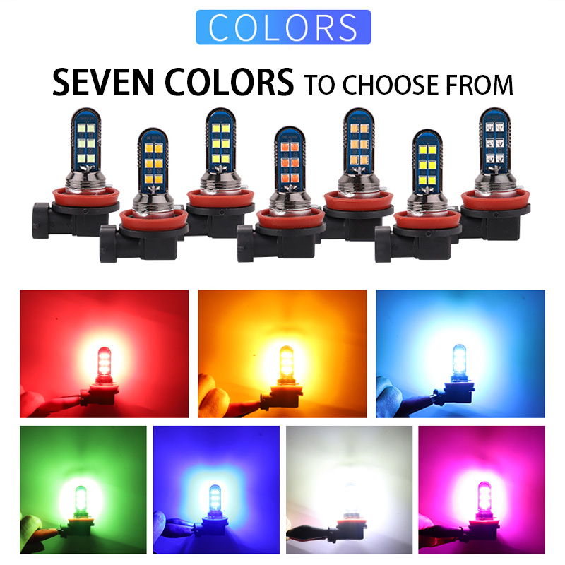 2 ชิ้น 7 สีสีเขียวสีส้ม H7 H11 - Colour Changing Bulb บทวิจารณ์และราคา