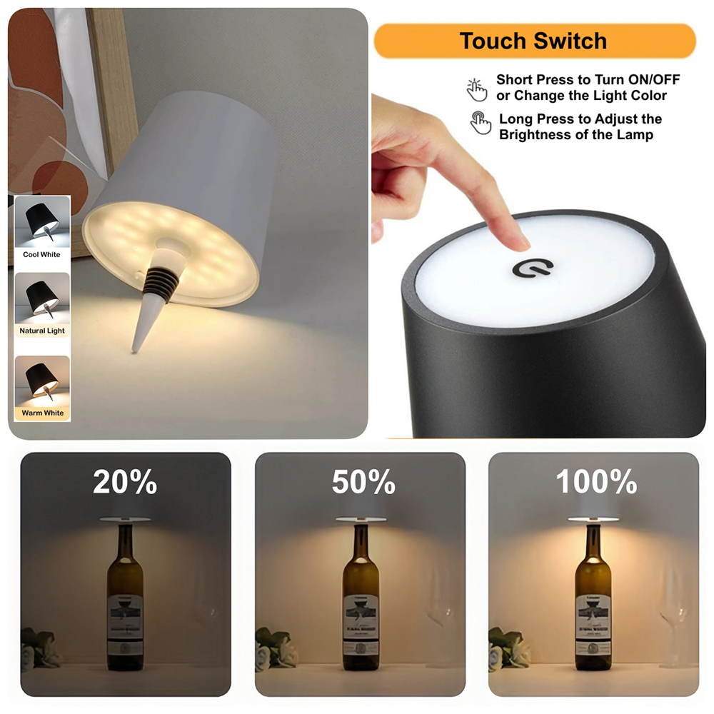 โคมไฟขวดไวน์ LED ไร้สาย 3 สี ป - Colour Changing Bulb บทวิจารณ์และราคา
